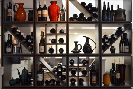 wine rack at The Pottery restaurant