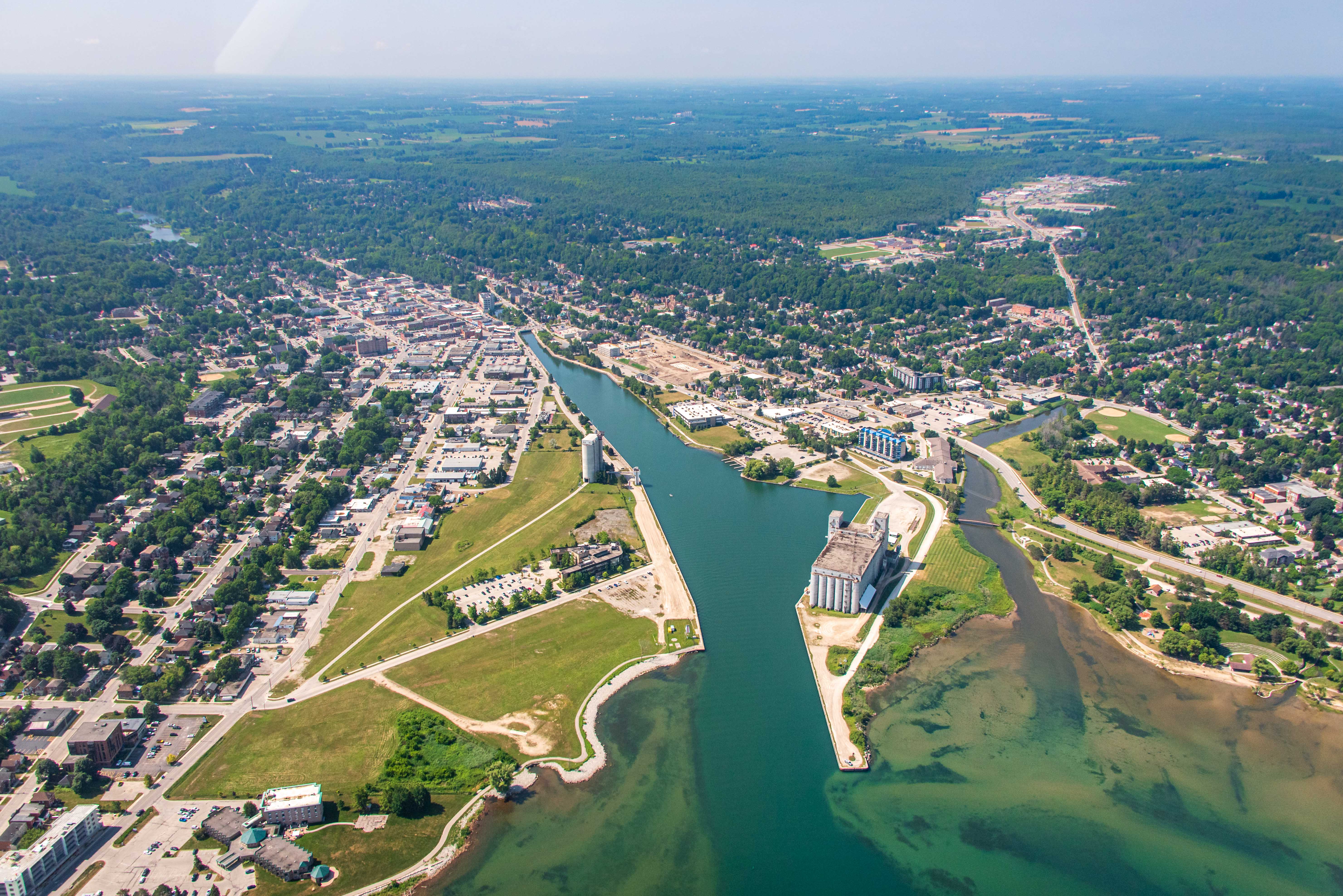 An aerial view of Owen Sound.