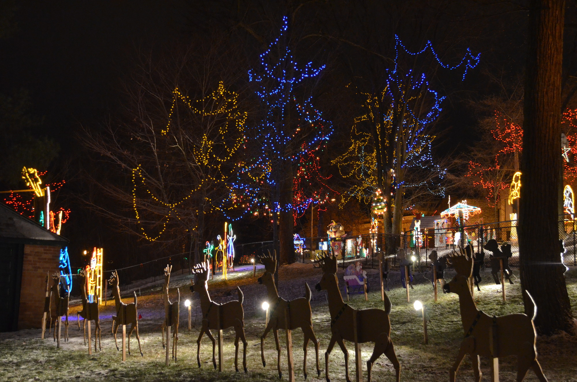 A display of outdoor Christmas lights.