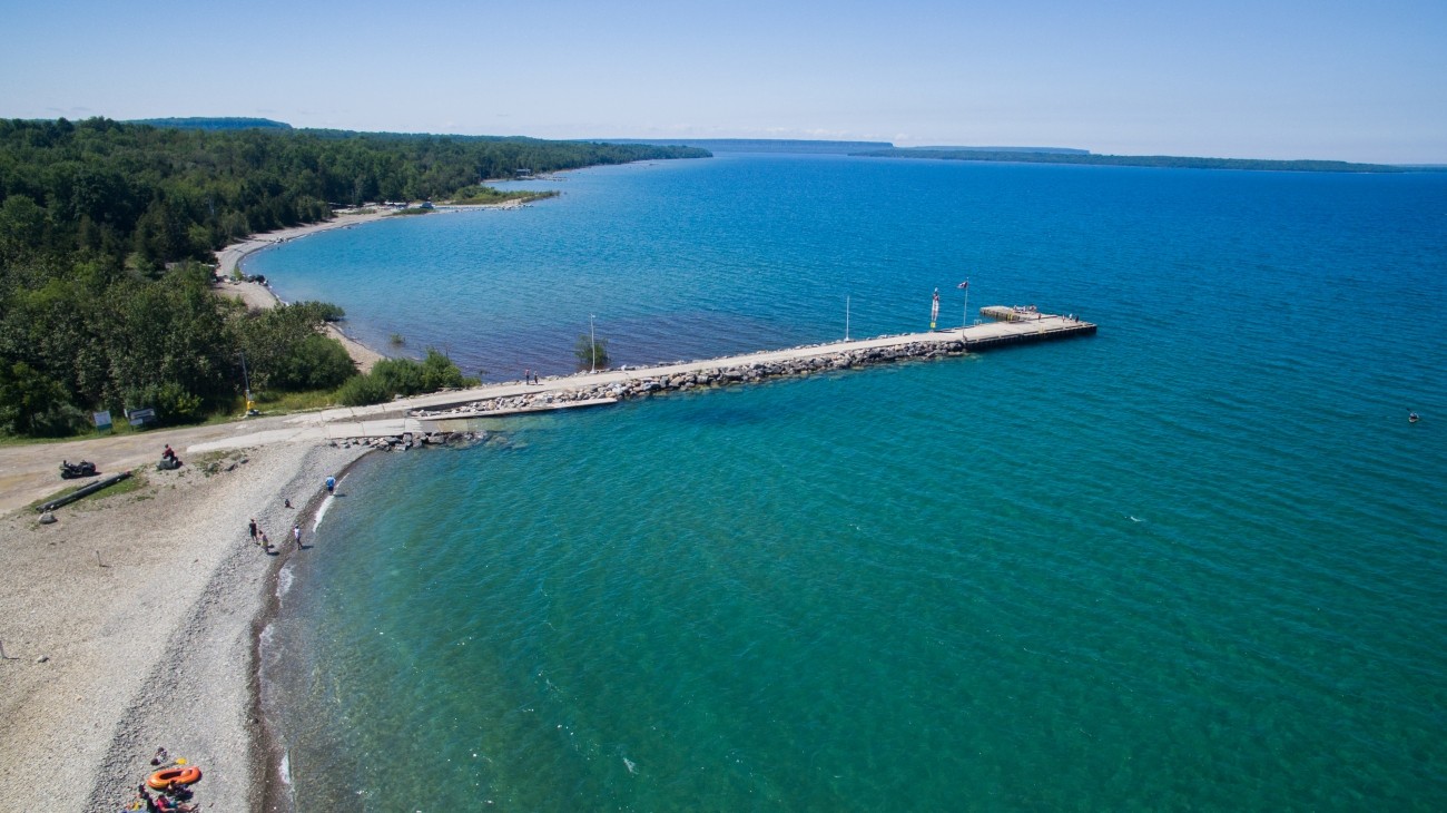 Aerial view of Big bay dock.
