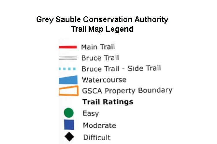 Legend describing features found on the Grey Sauble Conservation Authority Trail Map